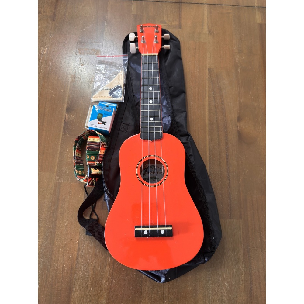 Diamond Head Red Soprano Ukulele Bundle Strap Case Tuner Beginner Kit
